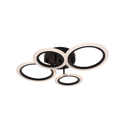 LED Chandelier with Remote Control Nathaniel 4 Circles 44W Cold/Warm/Neutral Light Dimmable Black 