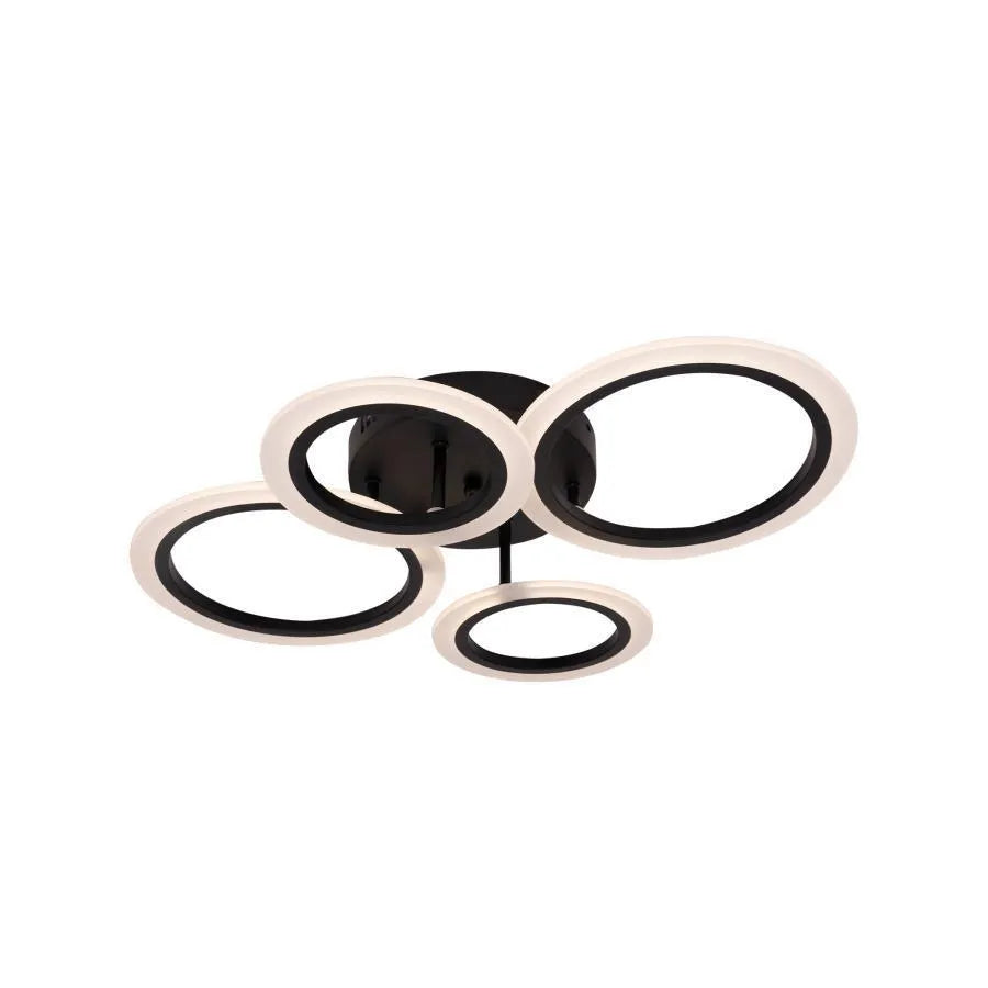 LED Chandelier with Remote Control Nathaniel 4 Circles 44W Cold/Warm/Neutral Light Dimmable Black 