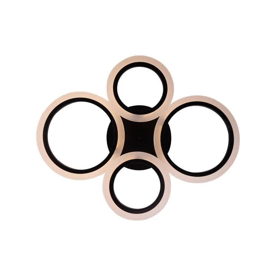 LED Chandelier with Remote Control Nathaniel 4 Circles 44W Cold/Warm/Neutral Light Dimmable Black 