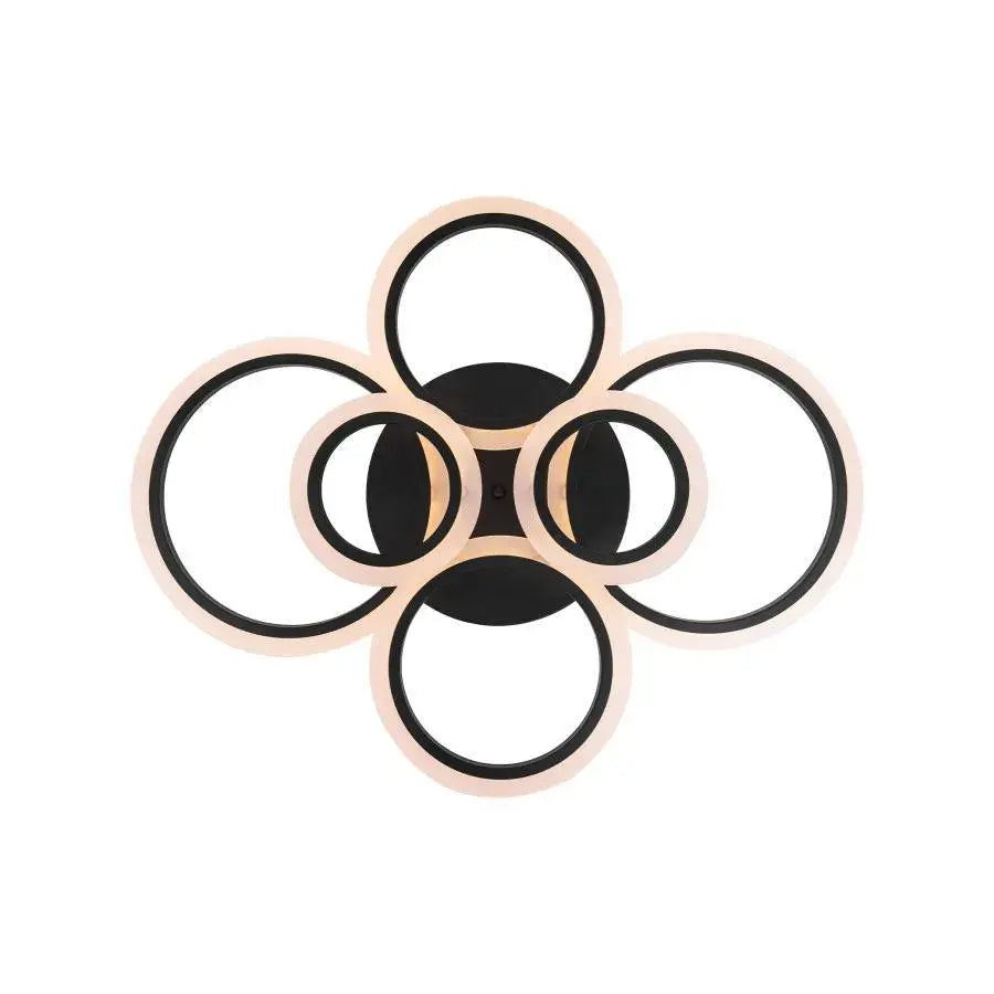 LED Chandelier with Remote Control, Betty, 6 Circles, 82W, Cold/Warm/Neutral Light, Dimmable, Black