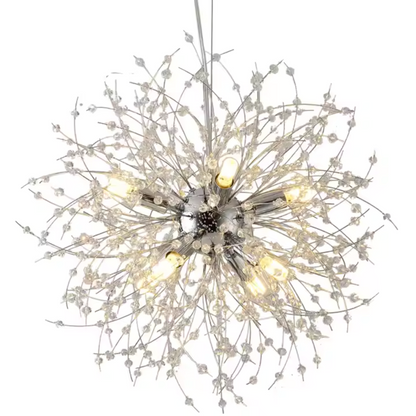 Schönbrunn Crystal Chandelier, 6x G9, Diameter 38cm, Shiny Chrome, Modern Design