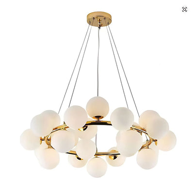 LOFT Chamber Chandelier, 25x G9, White Gold, Metal, Adjustable Height, Modern