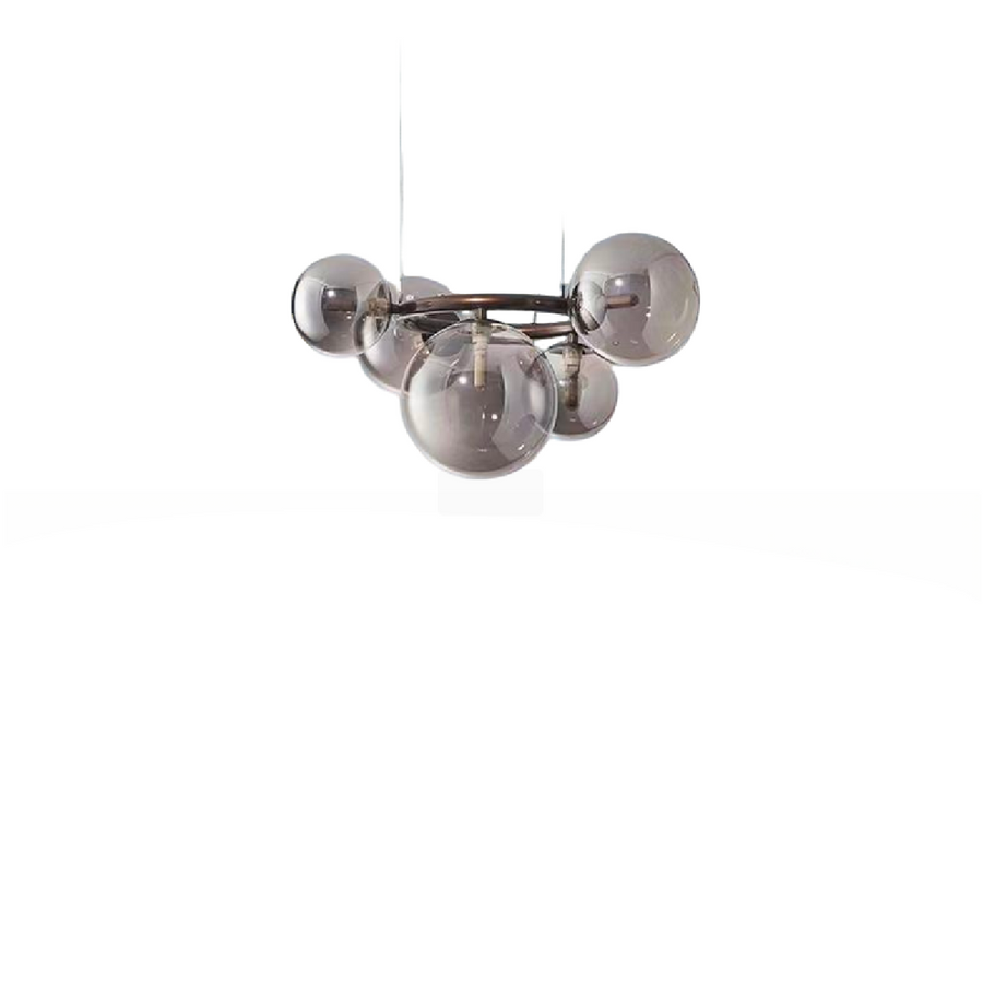 Round lamping chandelier, zodiaco orbit, 5xg9, metal, silver, adjustable height