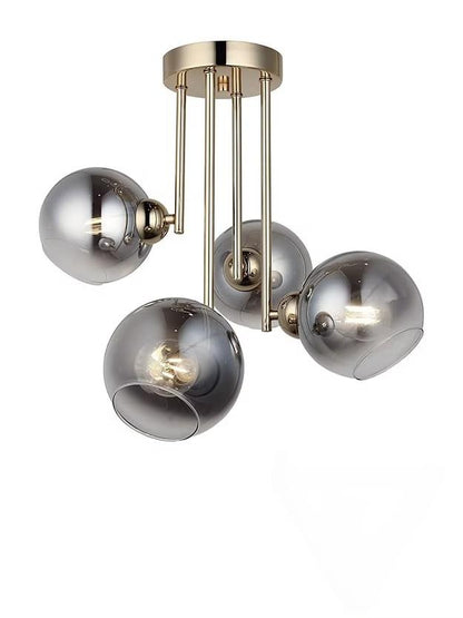 Matteo Chandelier, 4x G9, Gold, Dark Grey Shade