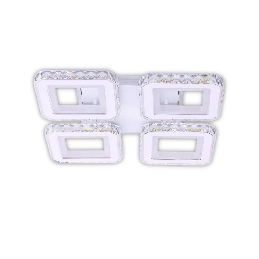 LED LED LEULA with remote control, 79W, chrome with white, metal and crystal, daisy, RGB