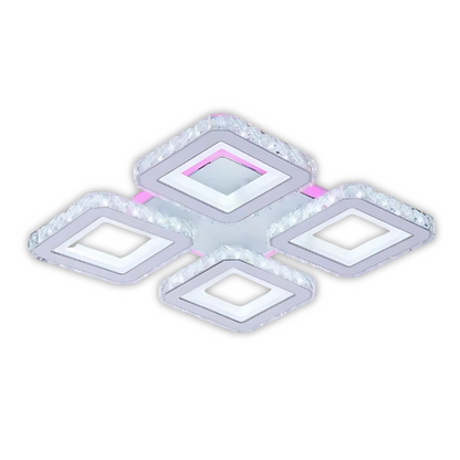 LED LED LEULA with remote control, 79W, chrome with white, metal and crystal, daisy, RGB
