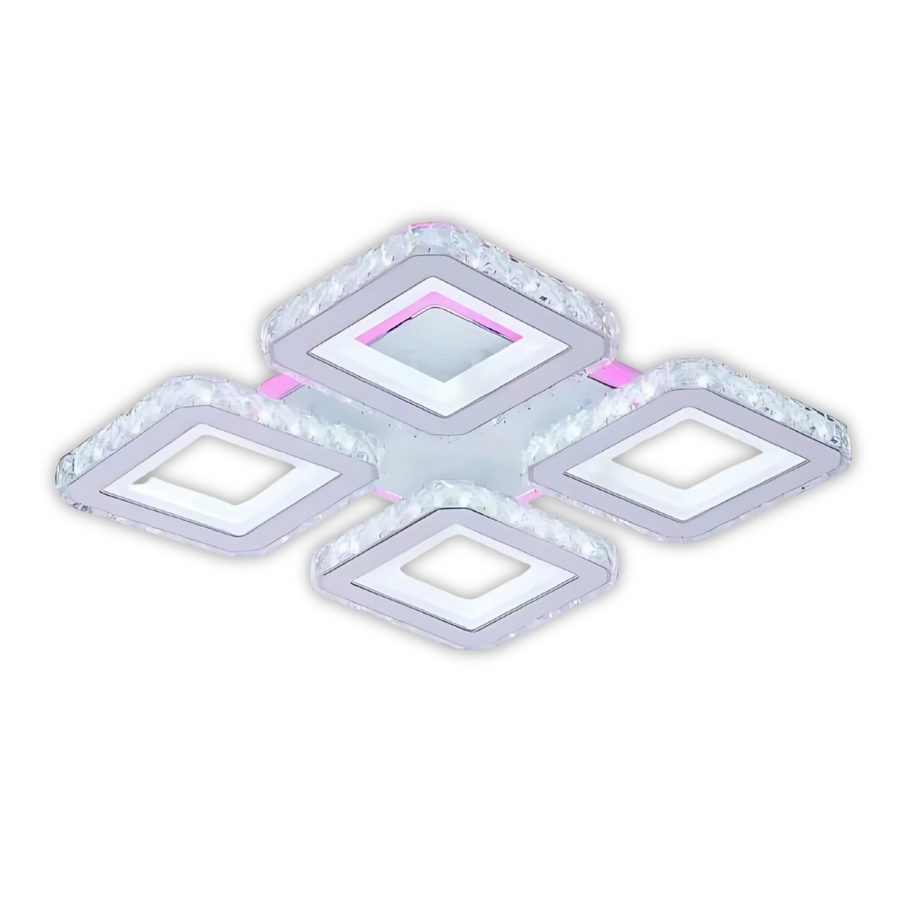 LED LED LEULA with remote control, 79W, chrome with white, metal and crystal, daisy, RGB