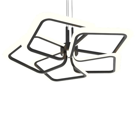 Lustra LED suspendata cu telecomanda RIMINI 85W, 5 Patrate, lumina Rece/Calda/Neutra, Dimabila, Negru