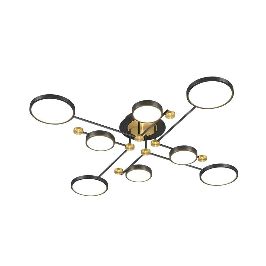 LED Chandelier with Remote Control MARIA, 63W, 8 Elements, Warm/Cold/Neutral Light, Dimmable, Black/Gold