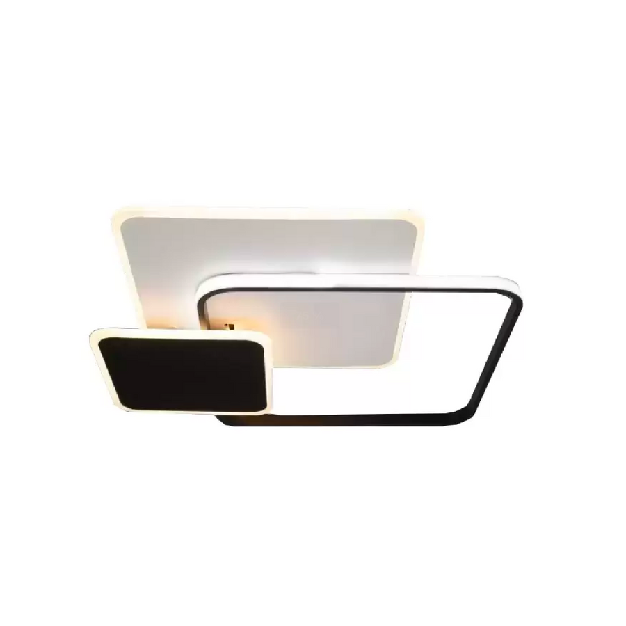 LED chandelier with anemona remote control, 75W, 3 squares, cold/hot/neutral light, unstable, black