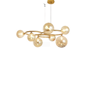 Round lampshake, Luce orbit, 7xg9, gold, metal, adjustable height