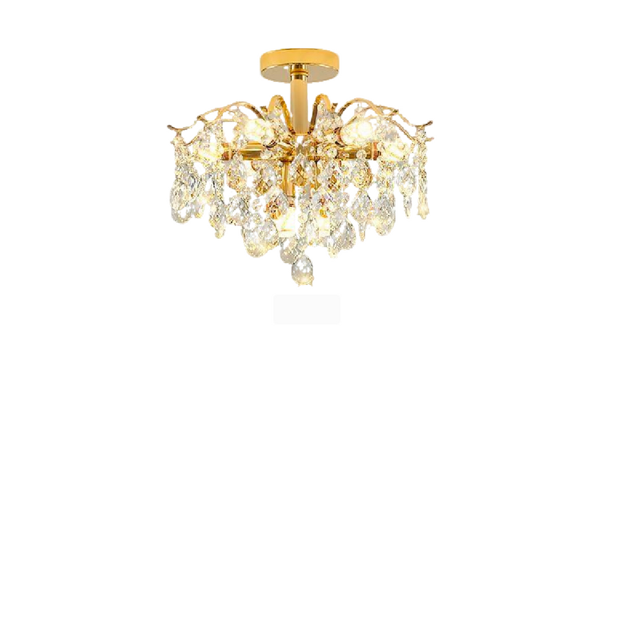 Crystal Crystal Chandelier, 6x E14, 45cm diameter, gold