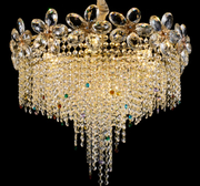 Crystal Chandelier Regalis 11x E14, Diameter 85cm, Shiny Gold, Adjustable Height, Metal and Crystal