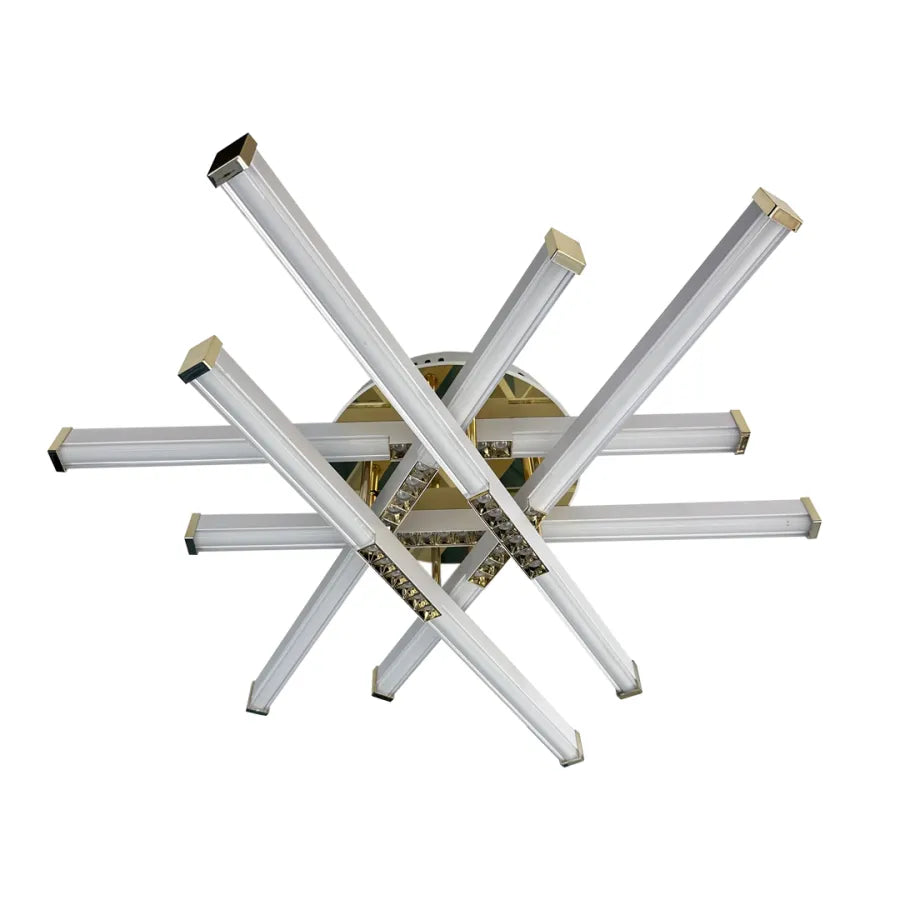 LED Chandelier with Remote Control Makoto 144W Cold/Warm/Neutral Light Dimmable Gold with White 