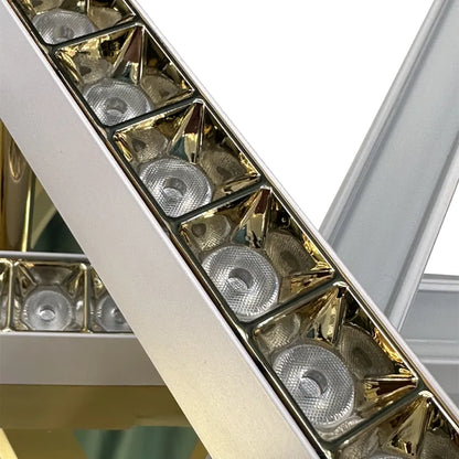 LED Chandelier with Remote Control Makoto 144W Cold/Warm/Neutral Light Dimmable Gold with White 