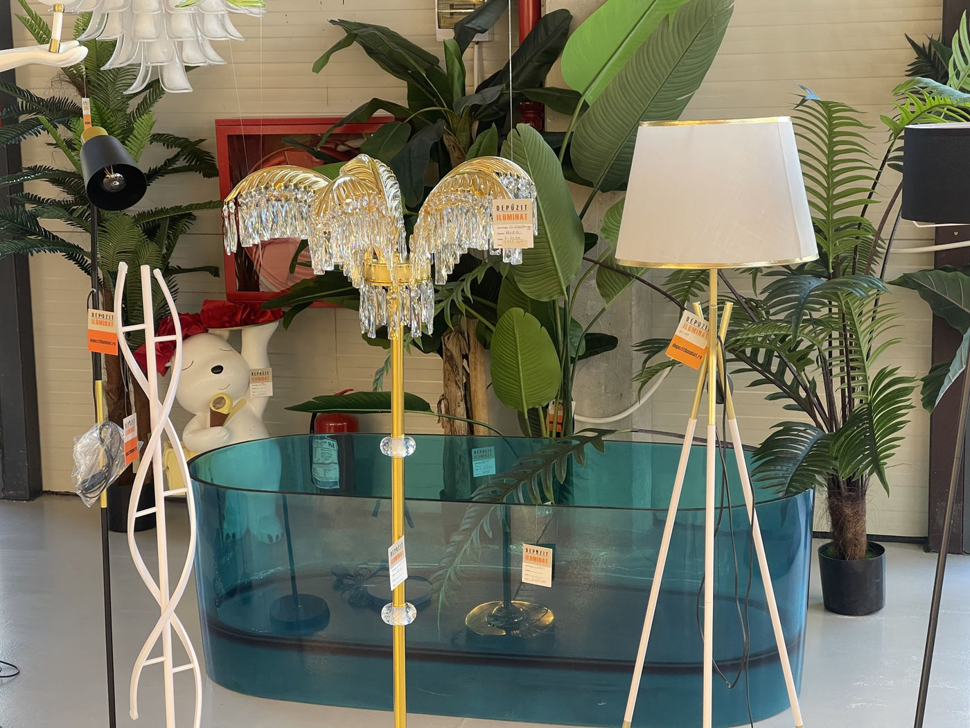 LED mirrors and bathroom fittings in the Alessandro Design showroom in Afumați