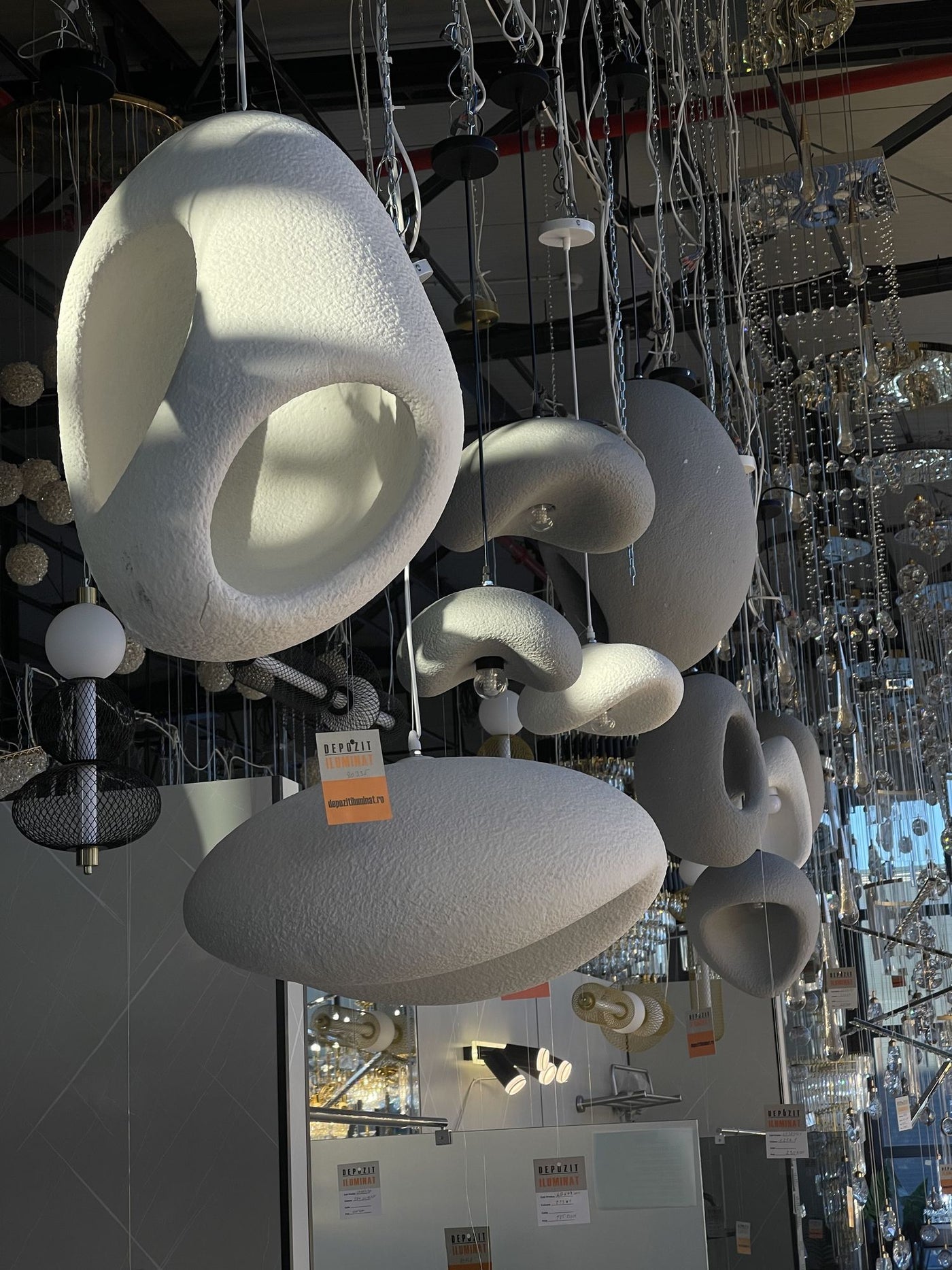 Designer lighting in the Alessandro Design showroom in Afumați