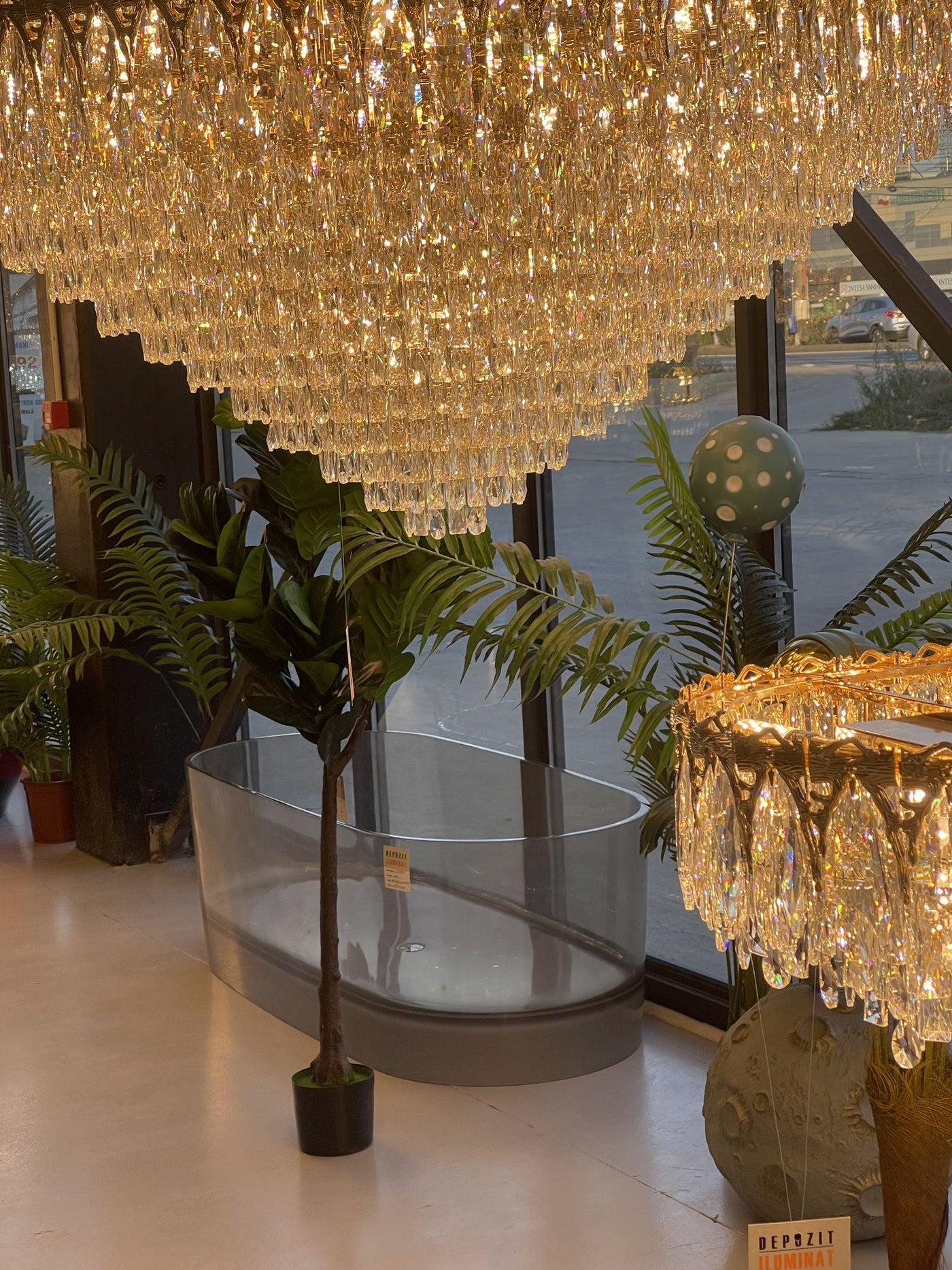 LED mirrors and bathroom fittings in the Alessandro Design showroom in Afumați